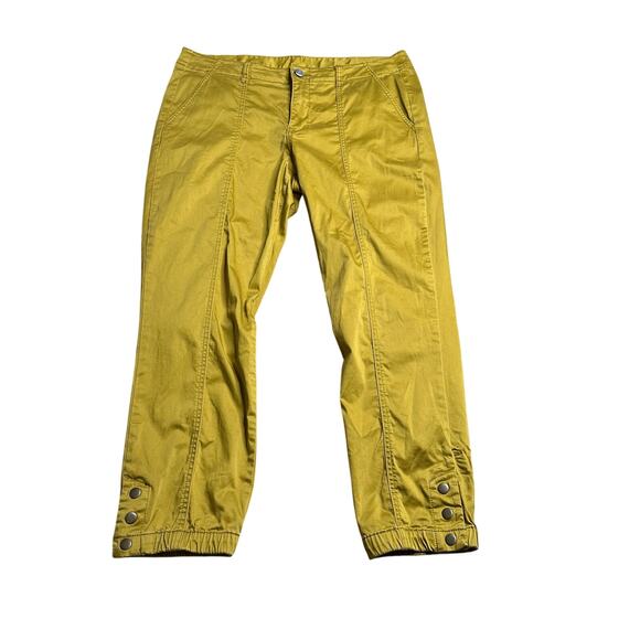 CAbi Pants - CABI The Tracker Jogger Pants Women's Size 14 Marigold Yellow Green Snap Bottom